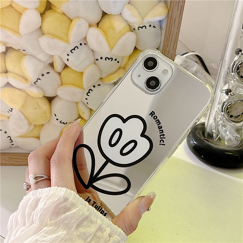 Ốp lưng iphone Ốp Điện Thoại Tráng Gương Họa Tiết Hoa Cho iPhone 13Promax 12 11 6/7/8 xr Dinuo case
