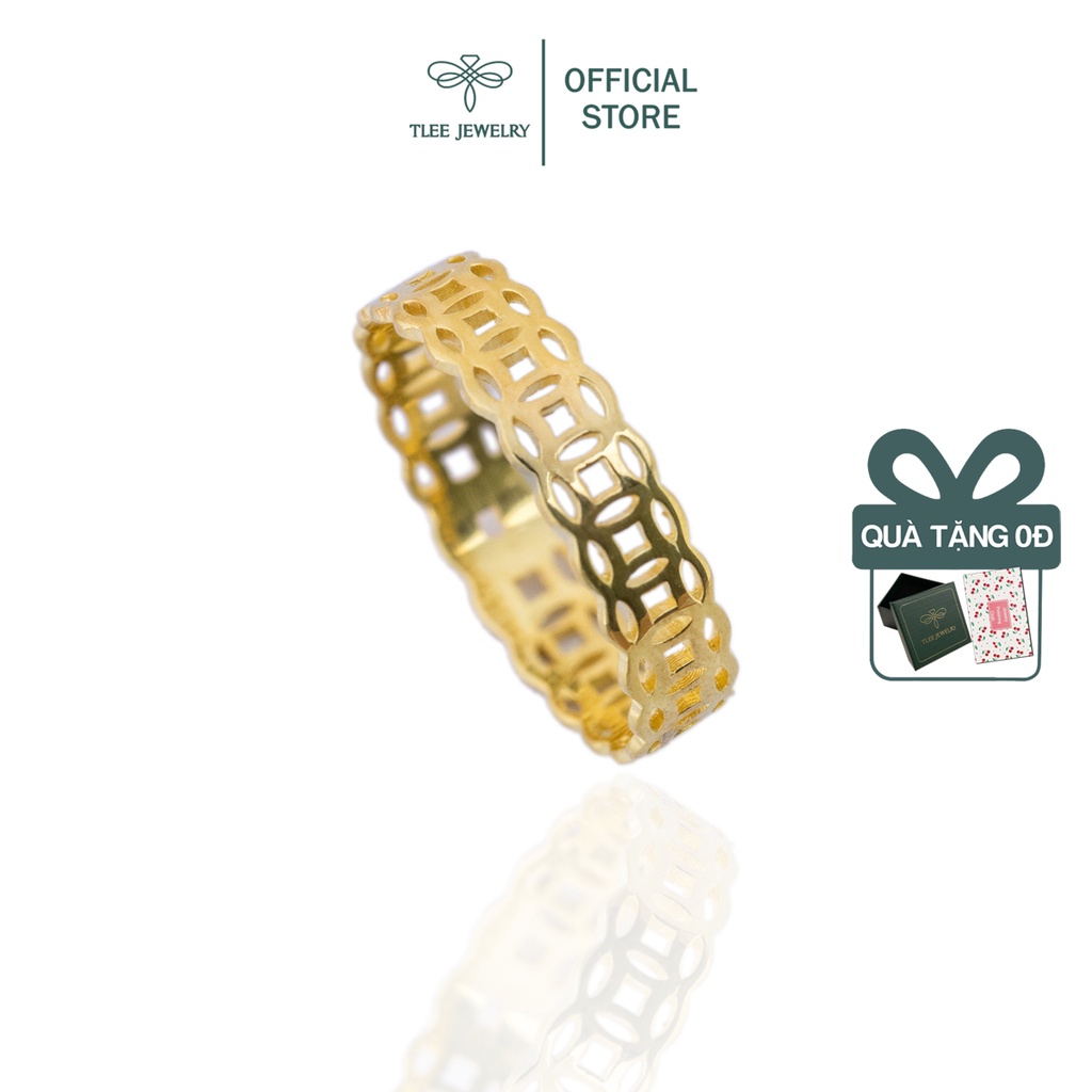 Nhẫn bạc nữ TLEE kim tiền mạ vàng 14k trơn cao cấp TleeJewelry A0136