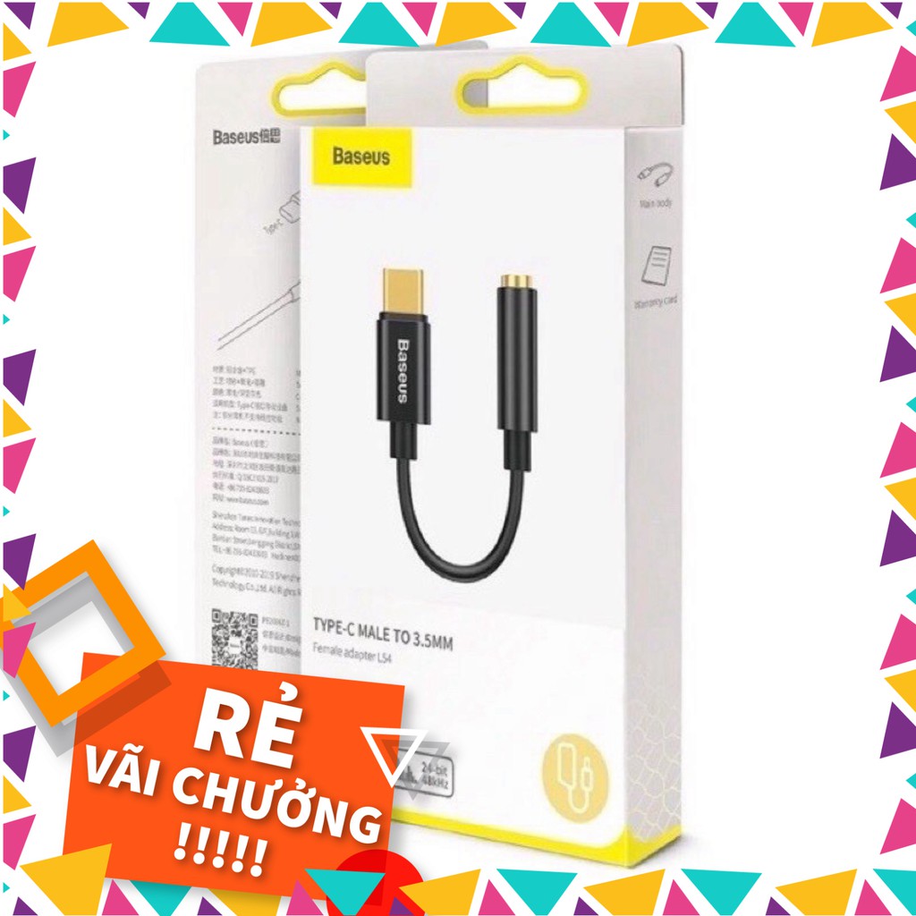 Jack chuyển tai nghe chân TYPE-C sang chân 3.5mm-hỗ trợ đàm thoại-Baseus L54.Bảo hành 12T
