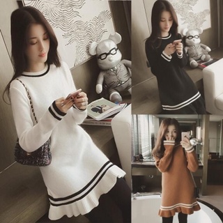 Váy len Style Hàn Quốc, Đầm len dệt kim hàng Quảng Châu - H17