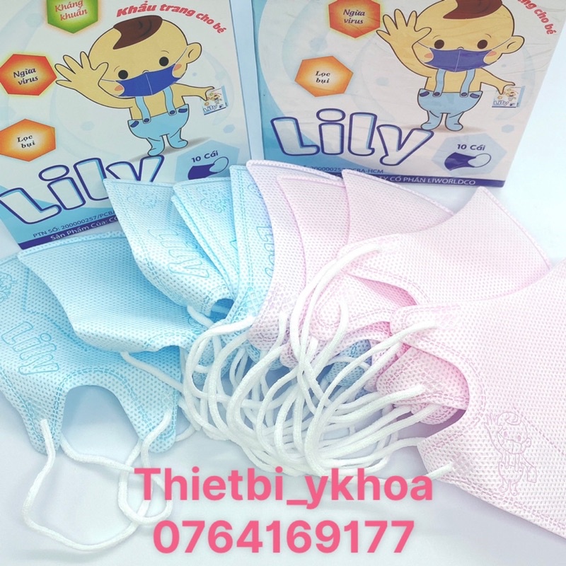 Khẩu Trang Em Bé Lily Liworldco 10 Cái - Khẩu Trang Cho Em Bé Từ 5 Tháng Tới 5 Tuổi Chính Hãng