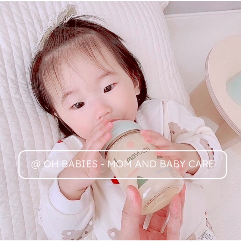 Bình sữa Moyuum Cloud, mẫu mới Limited 2021 Họa Tiết Xanh Lá, moyuum mây 170ml/270ml [OH BABIES]
