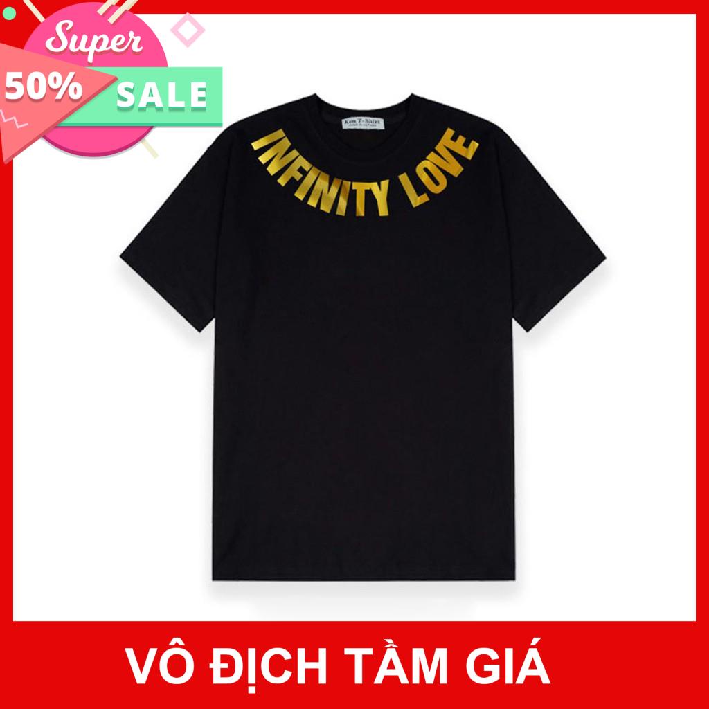 Áo Thun Phản Quang Tráng Gương Vàng Infinity Love Cotton 75% Form Rộng Unisex Nam Nữ Đẹp.