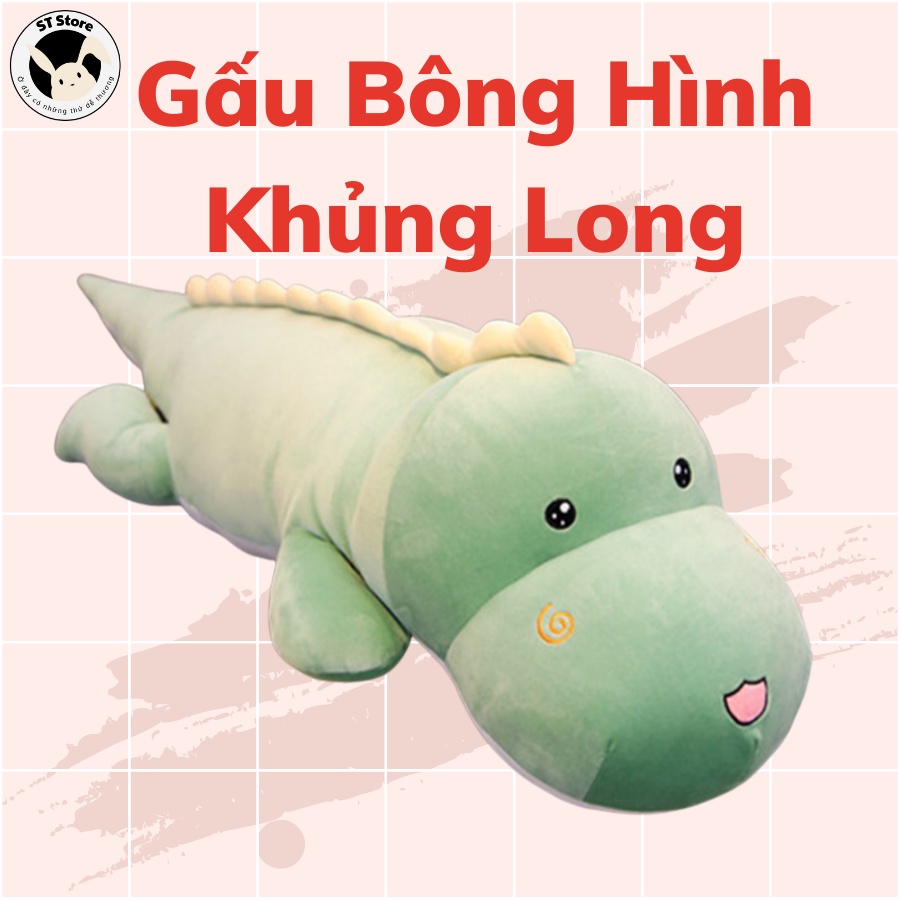 Gấu Bông Hình Khủng Long Xanh Size Lớn Siêu Cute - Thú Bông Khủng Long Màu Xanh - Có Ảnh Thật