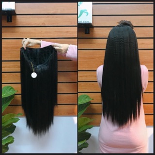 Tóc giả kẹp chữ U thẳng bấm phồng chân tóc, sợi tơ cao cấp, dài 60cm.