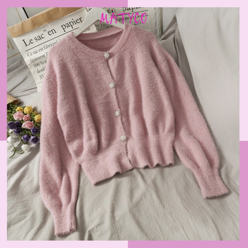 ÁO LEN LÔNG THỎ CADIGAN CÚC ĐÁ HOA | BigBuy360 - bigbuy360.vn