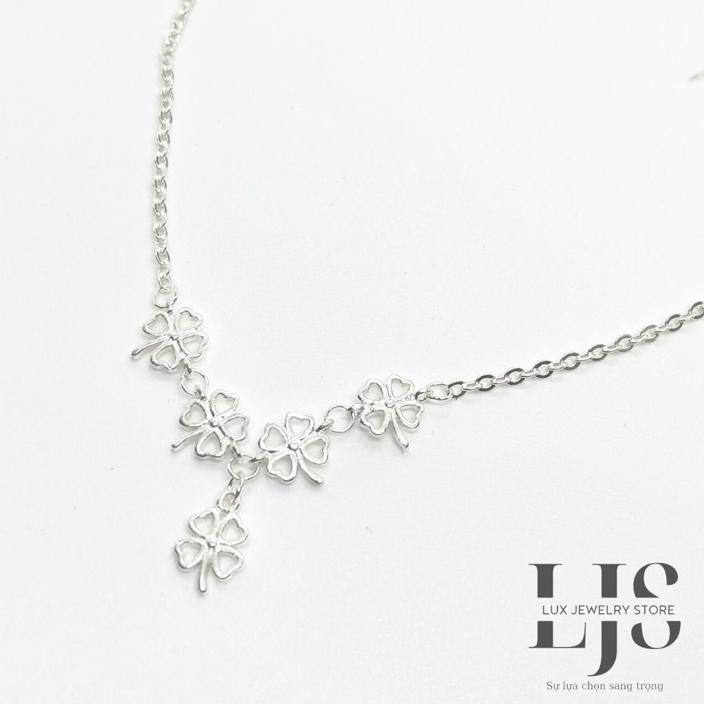 Lắc chân nữ bạc 925 Lux Jewelry, vòng chân bạc cỏ 4 lá may mắn xinh xẻo - LUX973