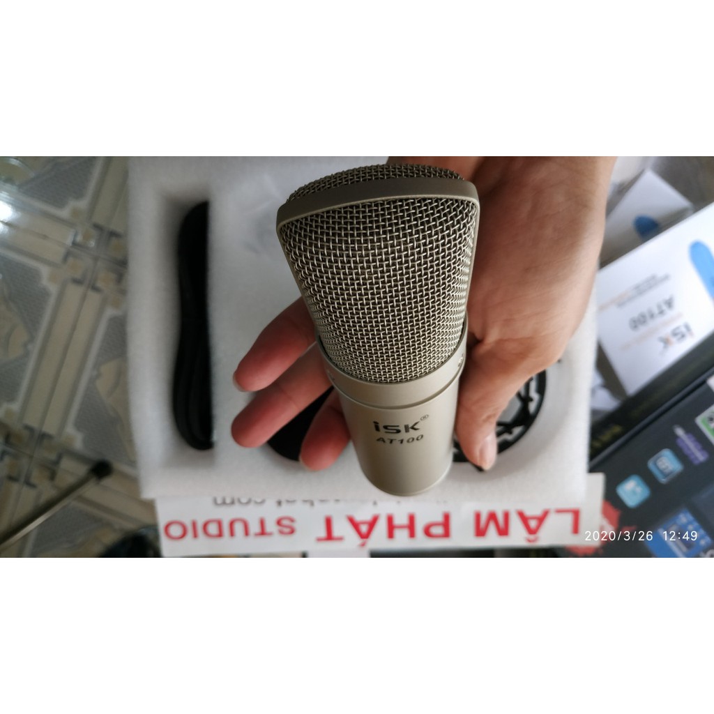 (HÀNG CHÍNH HÃNG CÓ MÃ VẠCH) Micro ISK AT100 + SoundCard V10 - Thu âm hát live stream, karaoke