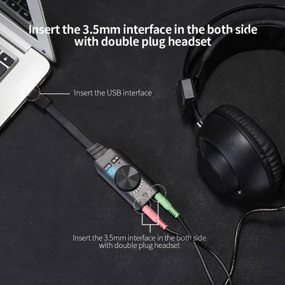 -SPQ- GS3 7.1 Channel USB External PC Laptop Phone Gaming Sound Card Volume Adjuster