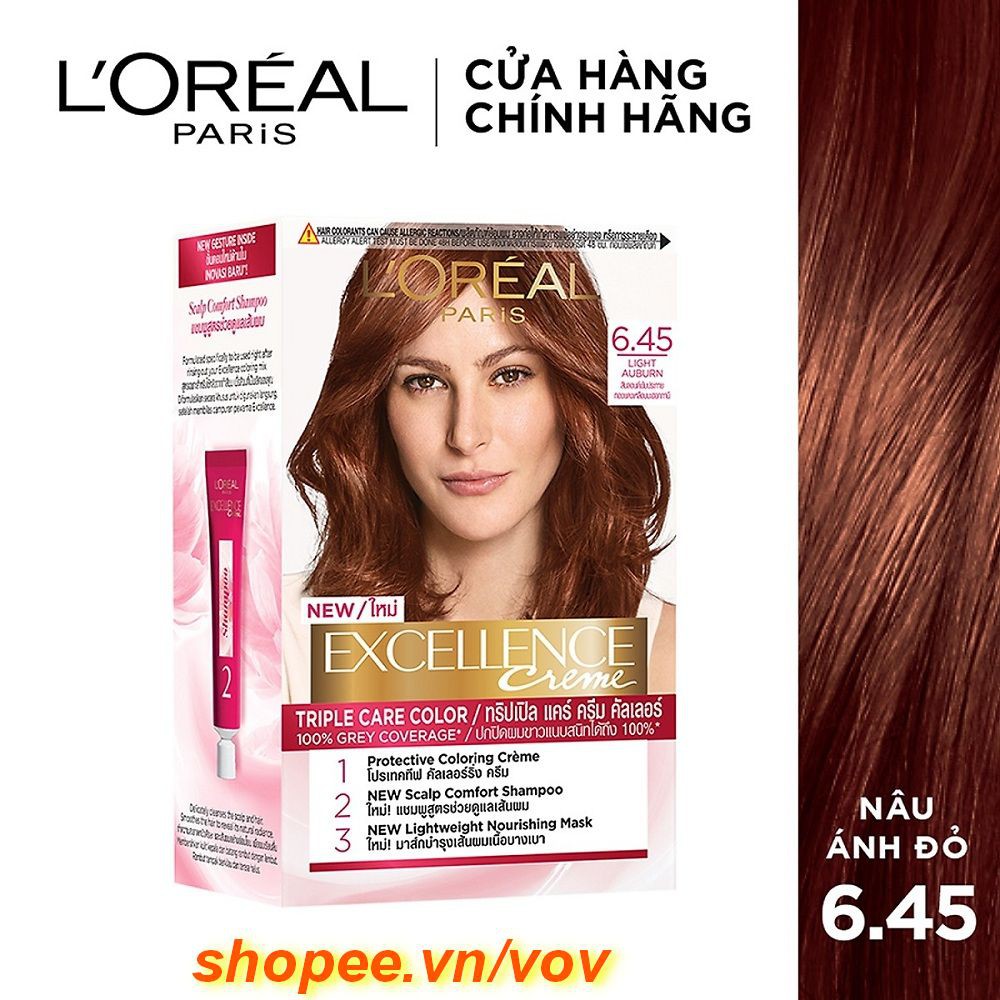 Thuốc nhuộm tóc #6.45 Loreal Excellence Creme  100% chính hãng, vov cung cấp & bảo trợ.