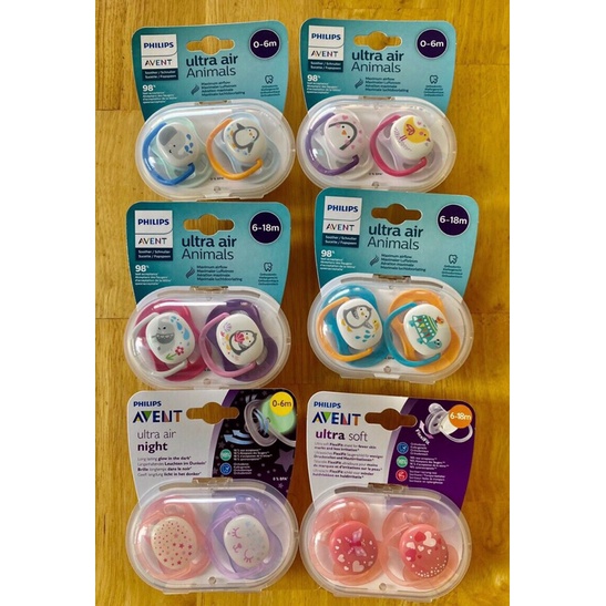 Ti giả philips Avent ultra air chống vẩu không bị đầy hơi cho bé 0-6m; 6-18m