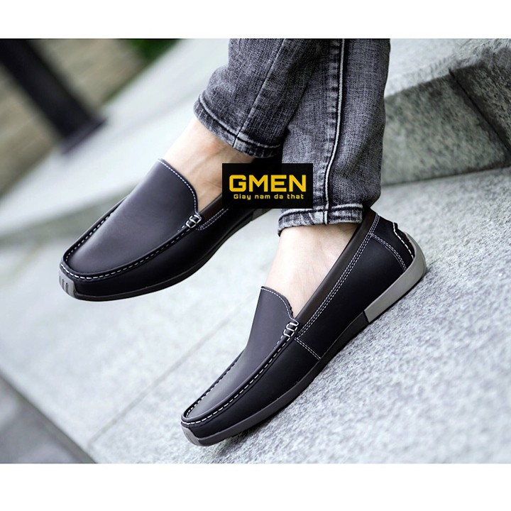 Giày lười nam cao cấp da bò mềm mại đế cao su êm chân bảo hành 1 năm GM07 | BigBuy360 - bigbuy360.vn