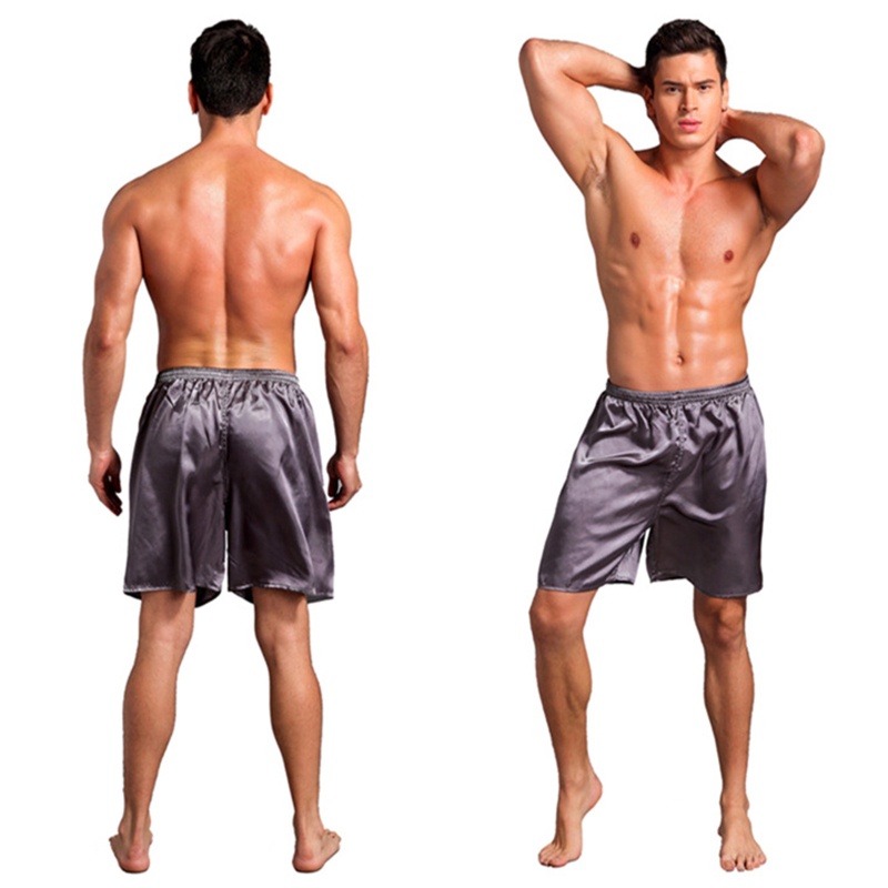 Xiangbao Quần Short Boxer Ngắn Dáng Rộng Bằng Lụa Satin Mặc Ngủ Đi Biển Mùa Hè Giản Dị Dành Cho Nam Un