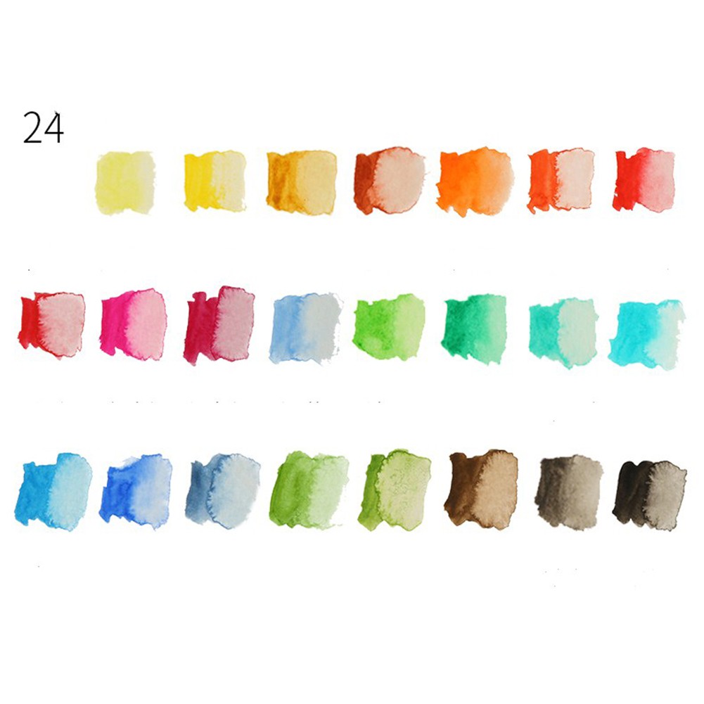Bộ Màu Nước Dạng Nén Solid Water Color Tặng Kèm 2 Bút Nước, 2 Mút, 1 Palette - 24 Màu
