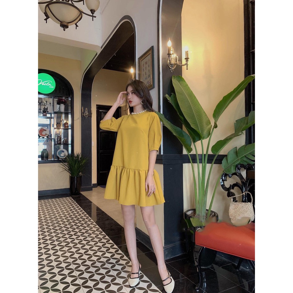 (kèm ảnh thật) Đầm suông chân cá cổ kết ngọc TK - D492