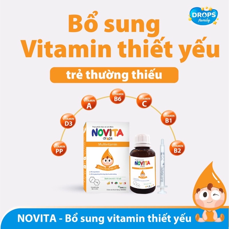 NOVITA - Vitamin tổng hợp cho bé bổ sung vitamin thiết yếu giúp trẻ tăng cường hấp thu dinh dưỡng, ăn ngon