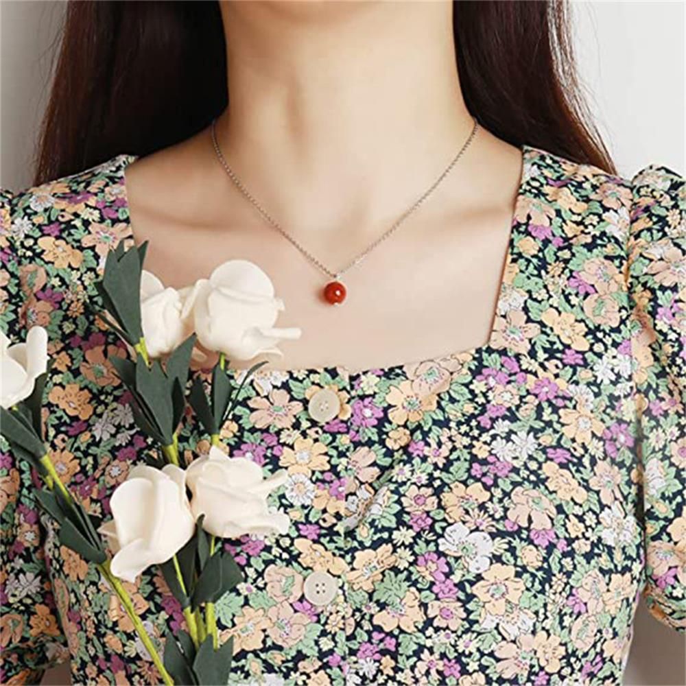 Vòng cổ mặt hình trụ bằng carnelian hình lục giác độc đáo thời trang cho nữ