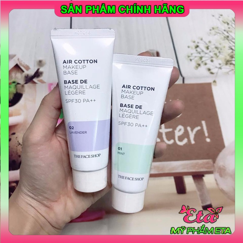 Kem lót kiềm dầu và hiệu chỉnh tông da The Face Shop Air Cotton Makeup Base SPF30 PA++ TFS 40ml
