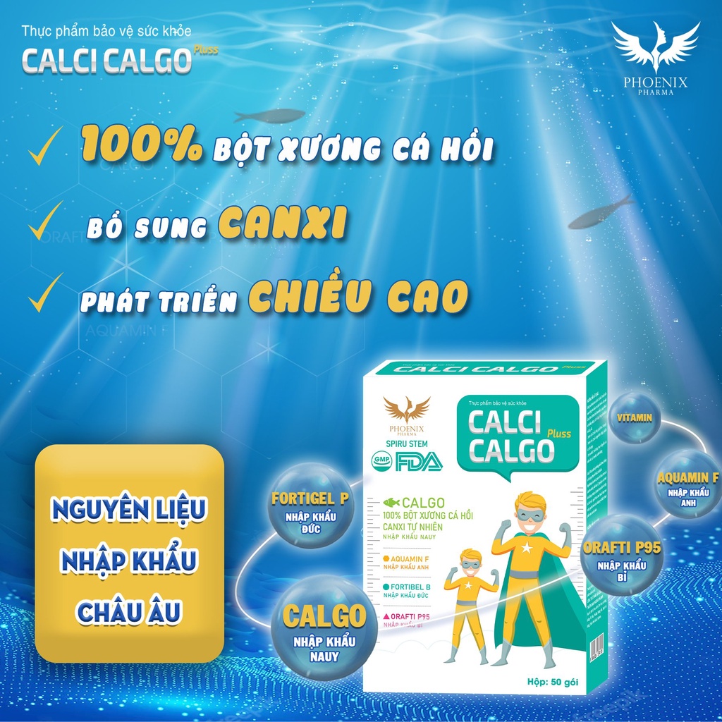 Calci Calgo Pluss Phoenix Pharma, Calci Hữu Cơ Bổ Sung Canxi Cho Cơ Thể Phát Triển Vượt Trội. Phù Hợp Mọi Lứa Tuổi