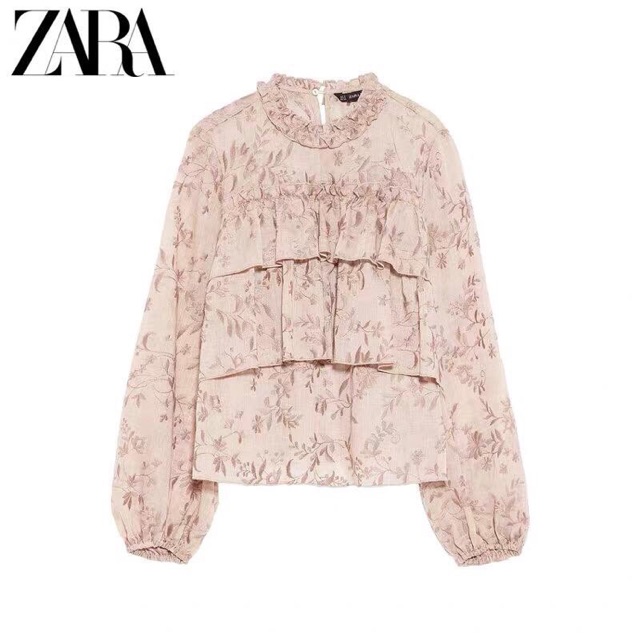 ÁO SƠ MI CỔ BÈO THÊU HOẠ TIẾT ZARA TQXK
