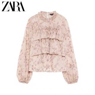 ÁO SƠ MI CỔ BÈO THÊU HOẠ TIẾT ZARA TQXK