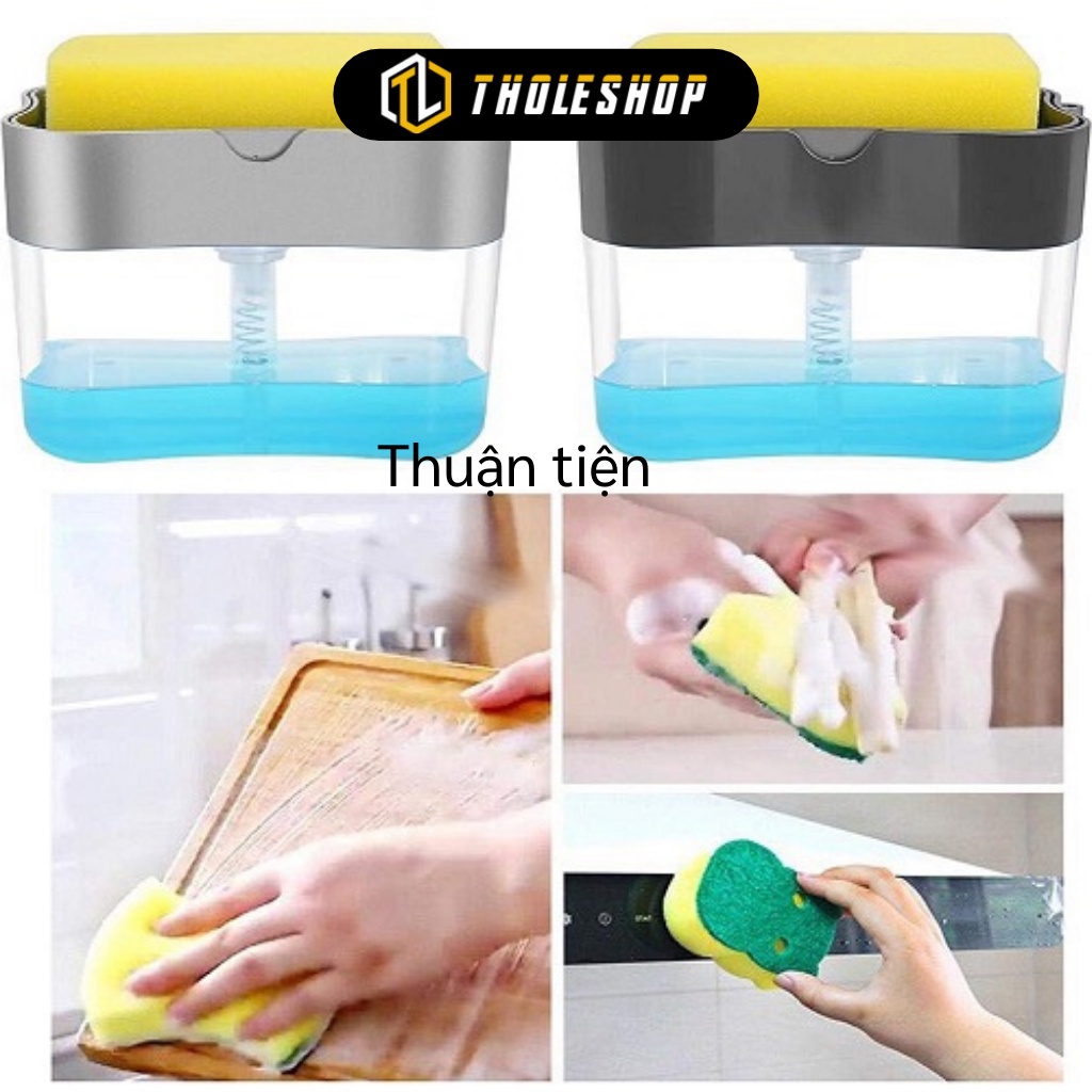 Hộp Đựng Nước Rửa Chén - Hộp Đựng Xà Phòng Rửa Chén Tạo Bọt Có Ngăn Để Giẻ Lau 9344