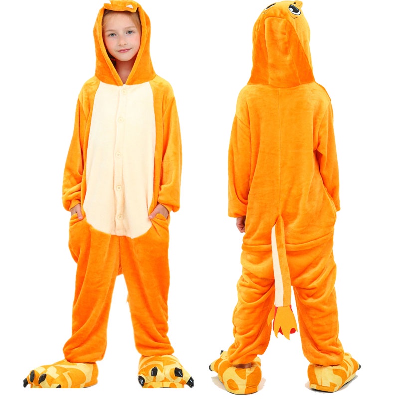 Bộ Đồ Ngủ Liền Thân Vải Flannel Lông Xù Mềm Mại Tay Dài In Hoạt Hình Pokemon Dễ Thương Thời Trang Mùa Đông Cho