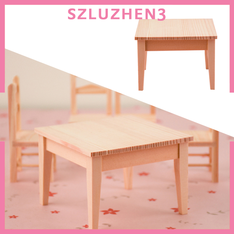 [SmartHome ] 1 12 Scale Dollhouse Miniature Wooden Table Desk Doll House Accessories