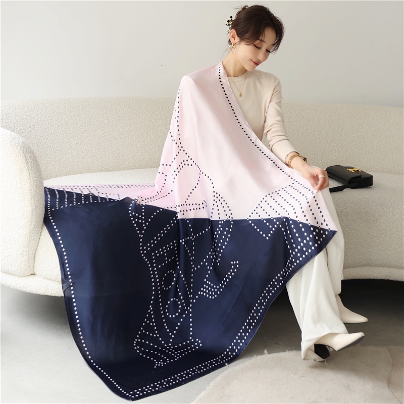 Khăn Choàng Vuông 110x110cm (43inch) Bằng Lụa Thủ Công Cho Nữ WJ1014-124