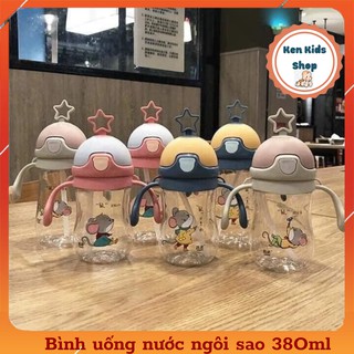 Bình tập uống nước ngôi sao 38Oml có kèm dây đeo xinh xắn cho bé nhiều màu