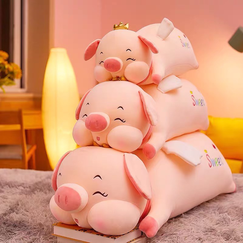 Gấu Bông Heo Vương Miệng Nằm Siêu Đẹp Size 1m2. Heo Nằm Phúng Phính Má Hồng Cho Bé Yêu Ôm To, Gấu Ôm giá rẻ