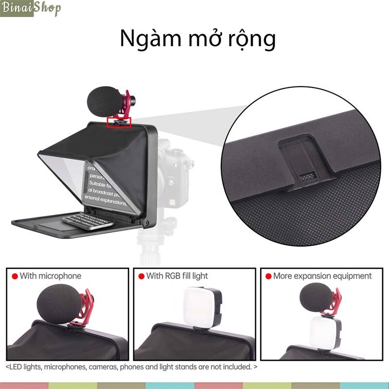 Lensgo Teleprompter TC7  - Máy Nhắc Chữ Mini Cho Biên Tập Viên, MC Truyền Hình, Dùng Cho Điện Thoại, Máy Ảnh