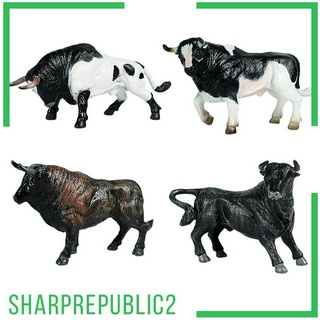 4pcs Cattle Figurine Simulated Bull Realistic Animals Cow Educational Toy A