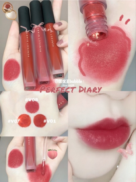 Có sẵn màu mới - Son kem lỳ perfect diary glamour select velvet liquid lipstick nội địa Trung