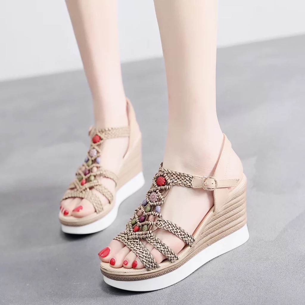 Sandal Nữ Đế Xuồng Quai Đan siêu nhẹ, siêu êm 8cm. Dép Nữ Đế Xuồng.