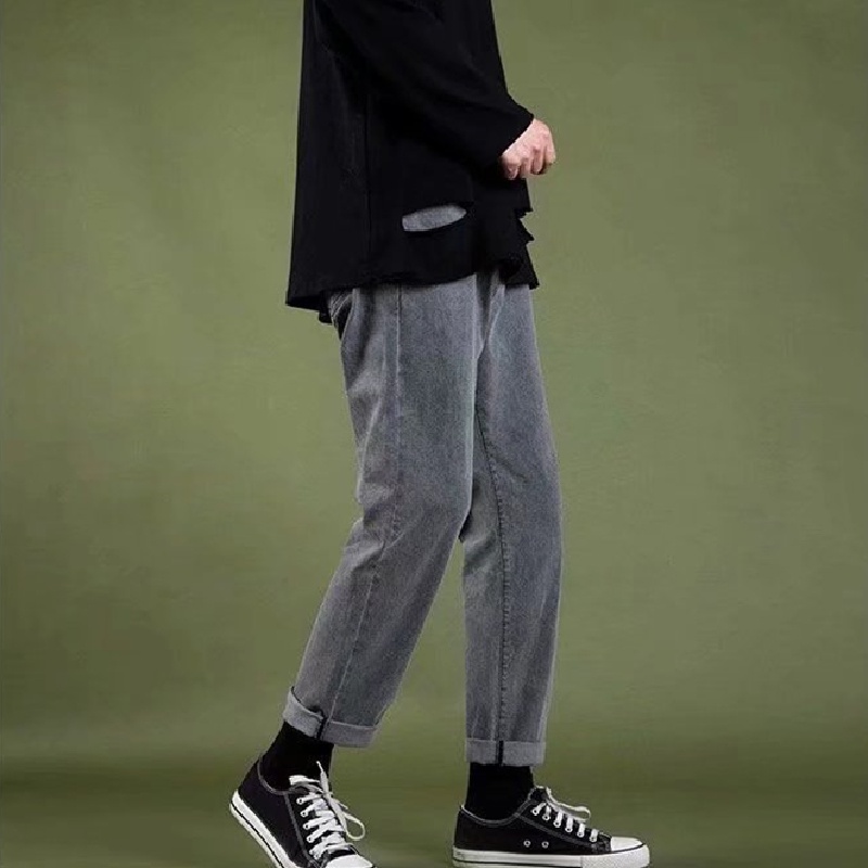 Quần jeans Trơn Dáng Suông Rộng Thoải Mái Phong Cách Thời Trang Hàn Quốc Cho Nam Giới size S-3XL