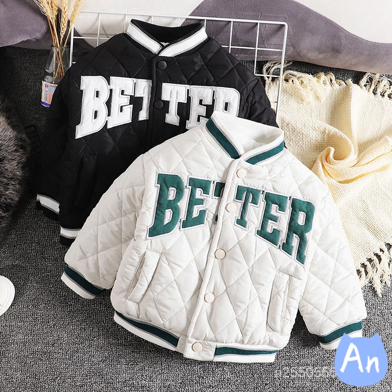 Áo Khoác Bóng Chày Lót Cotton Thời Trang Thu Đông Cho Bé Trai