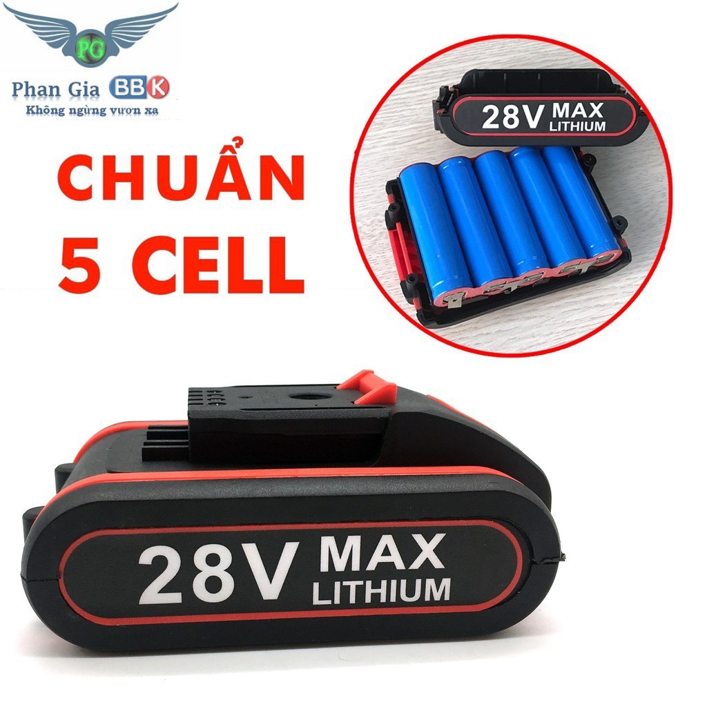 Pin Máy khoan Hitachi 28v có búa - PIN TRÂU 5000mAh - Thời gian sử dụng 3 tiếng - CHUẨN 5 CELL