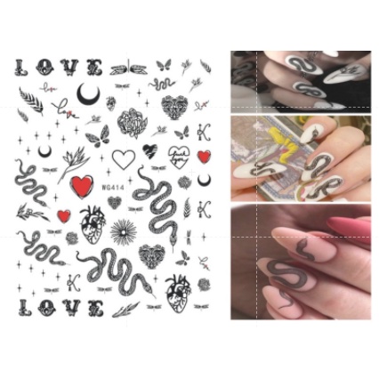 Sticker hoạ tiết rắn, hình dán móng hoạ tiết rắn dán móng tay
