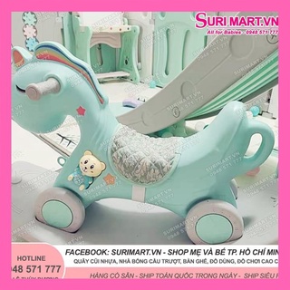 Ngựa bập bênh chòi chân cao cấp có nhạc size to cho bé Baby Cosi