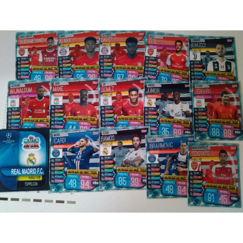 Thẻ cầu thủ xuất sắc nhất trận Match Attax size poca 2019/20