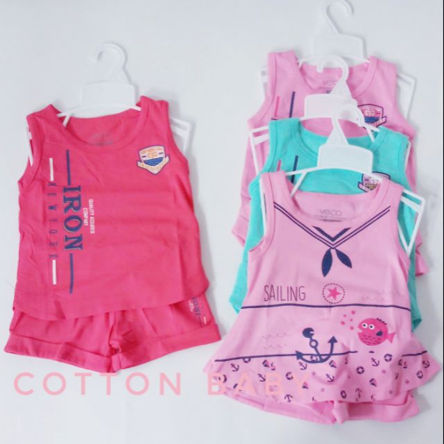 Bộ đồ sát nách bé gái hiệu veco