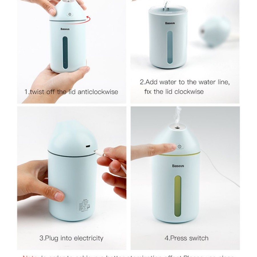 [Chính hãng-Sẵn] Máy phun sương tạo ẩm - lọc không khí mini Baseus Cute Mini Air Humidifier LV087 (320ml, USB 5V) LV087