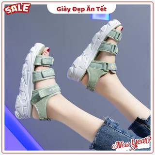 Sandal nữ 3 quai hoa cúc đế Trắng