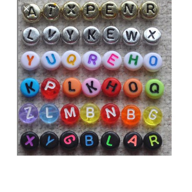 Set 5-25gam Hạt Chữ Cái tròn 4x7mm nhiều màu để chọn chuẩn màu đẹp