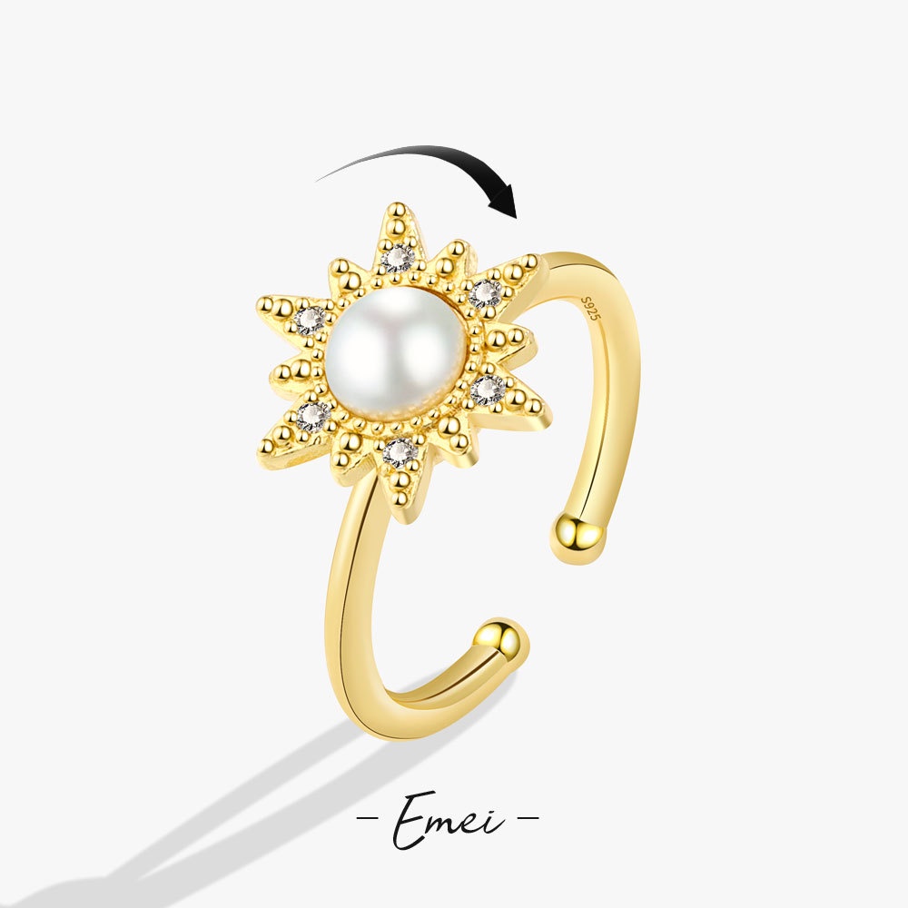 Vòng Tay Trang Sức Hình Hoa Hướng Dương Đính Ngọc Trai Xoay Điều Chỉnh Được Đơn Giản Cho Nữ