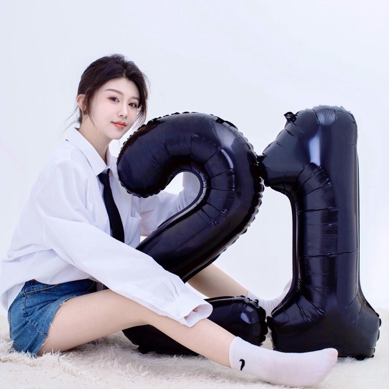 Bong Bóng Màu Đen Kỹ Thuật Số Dùng Trang Trí Chụp Ảnh Lễ Tốt Nghiệp