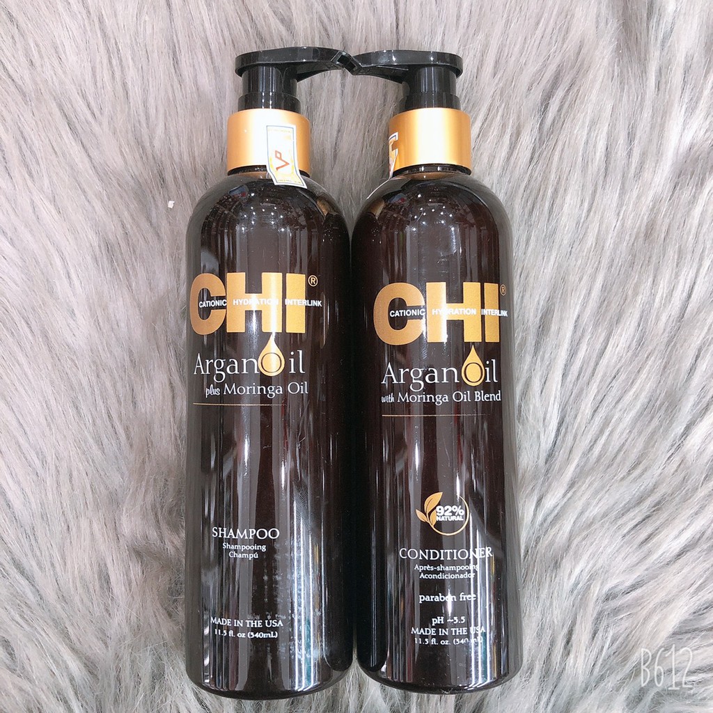 Cặp Dầu Gội Xả Dưỡng Ẩm Trẻ Hóa Tóc – CHI ARGAN OIL 340ML