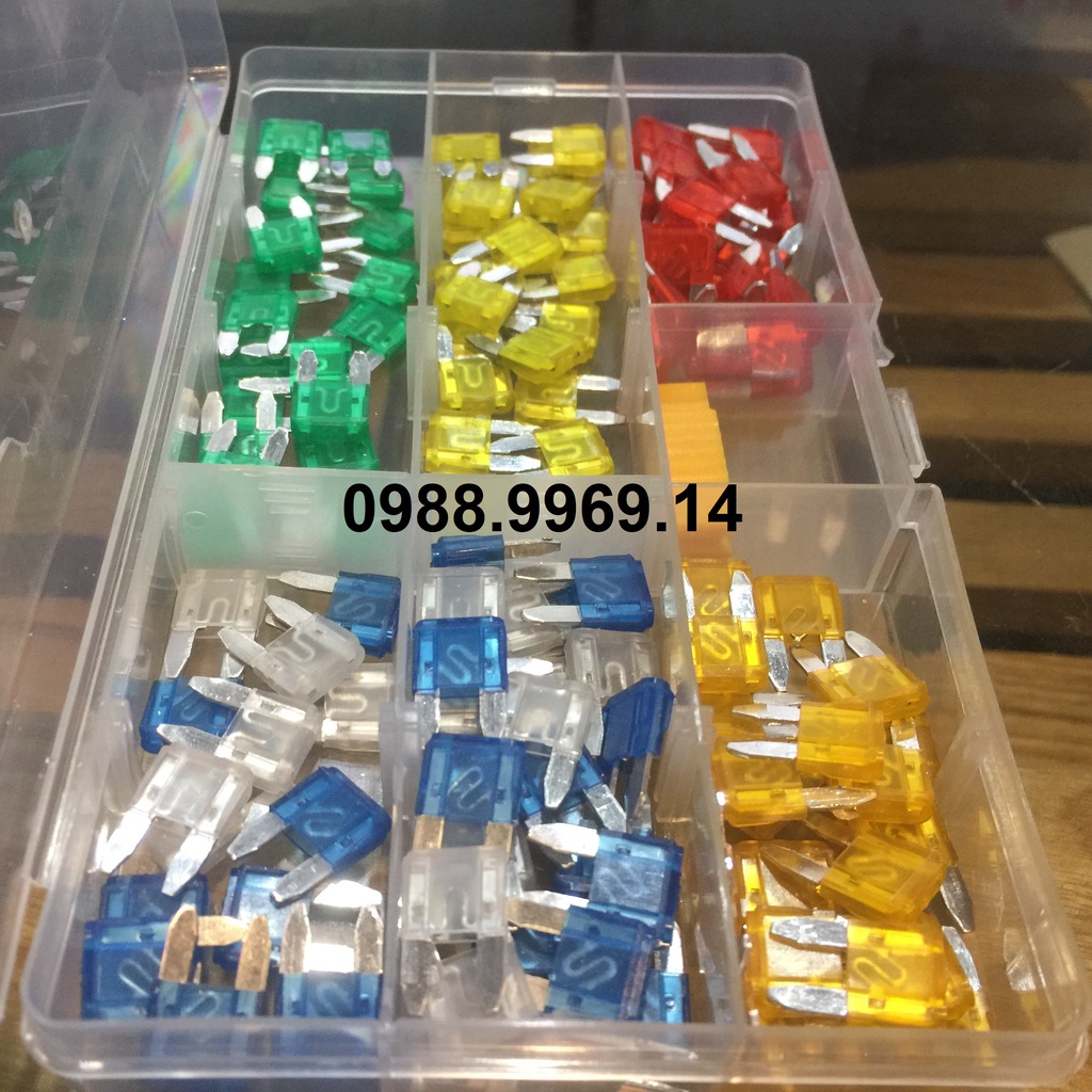 Cầu chì oto xe máy hộp 120c đủ loại 3-30A tặng gắp nhựa