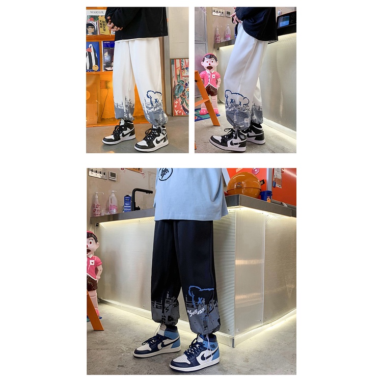 Quần dài AOKANG ống rộng dây rút phong cách Hong Kong thời trang mùa thu dành cho nam